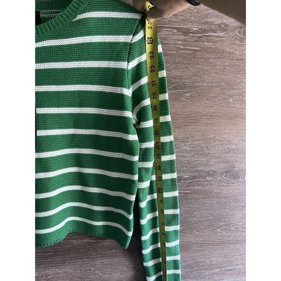Truth green striped crewneck Cropped sweater Women Size Medium Classic Nautical - Picture 5 of 7
